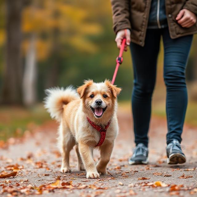 Dog on a lead